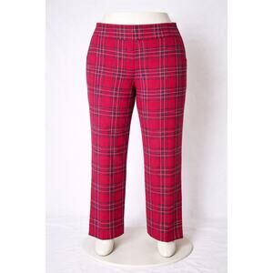 Denim & Co Petite Duo Stretch Straight Leg Pants Red‎ Plaid XLP
